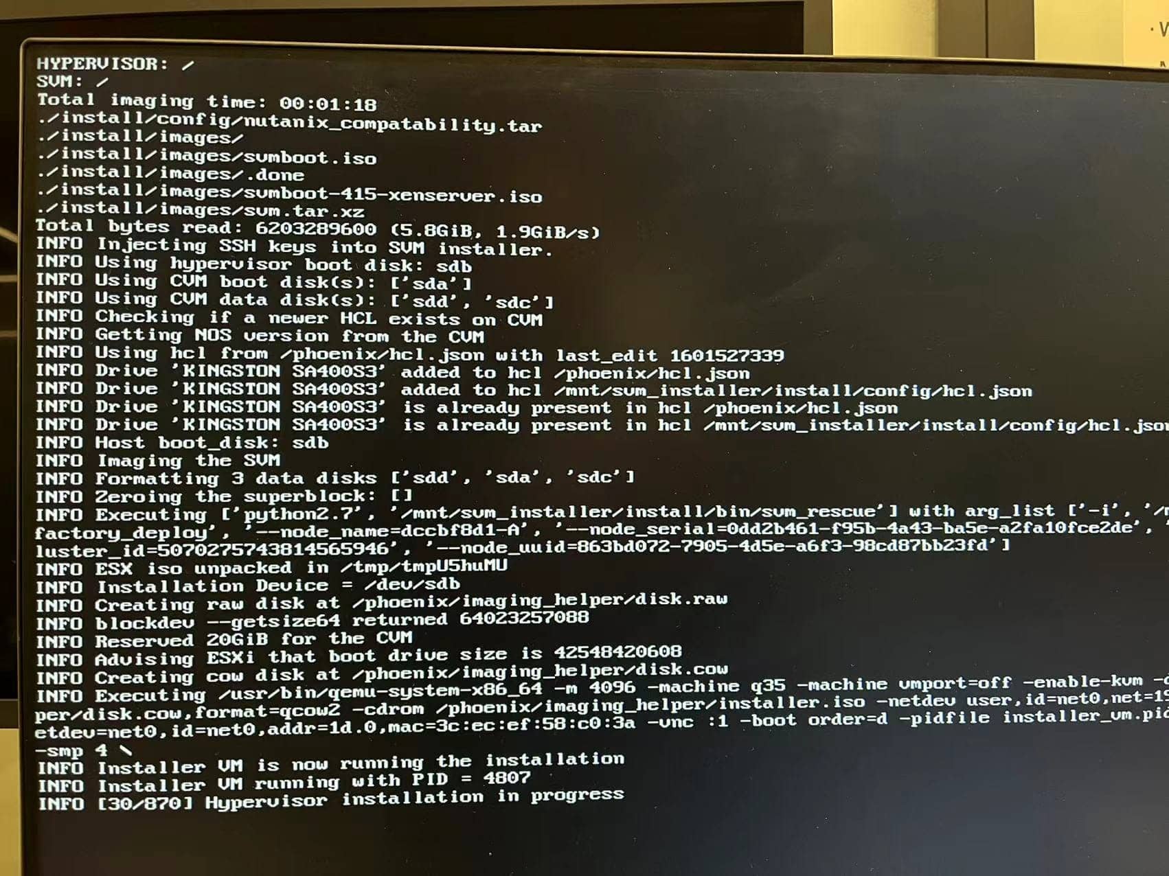 hypervisor 安装过程中
